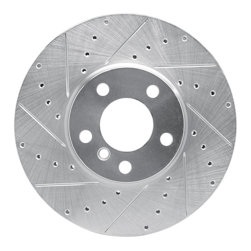 R1 Concepts 07-19 BMW X5 Front Left Drilled & Slotted Silver Brake Rotor