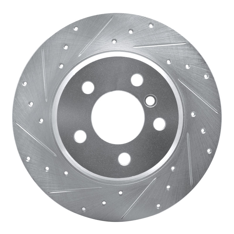 R1 Concepts 00-06 BMW X5 Front Left Drilled & Slotted Silver Brake Rotor
