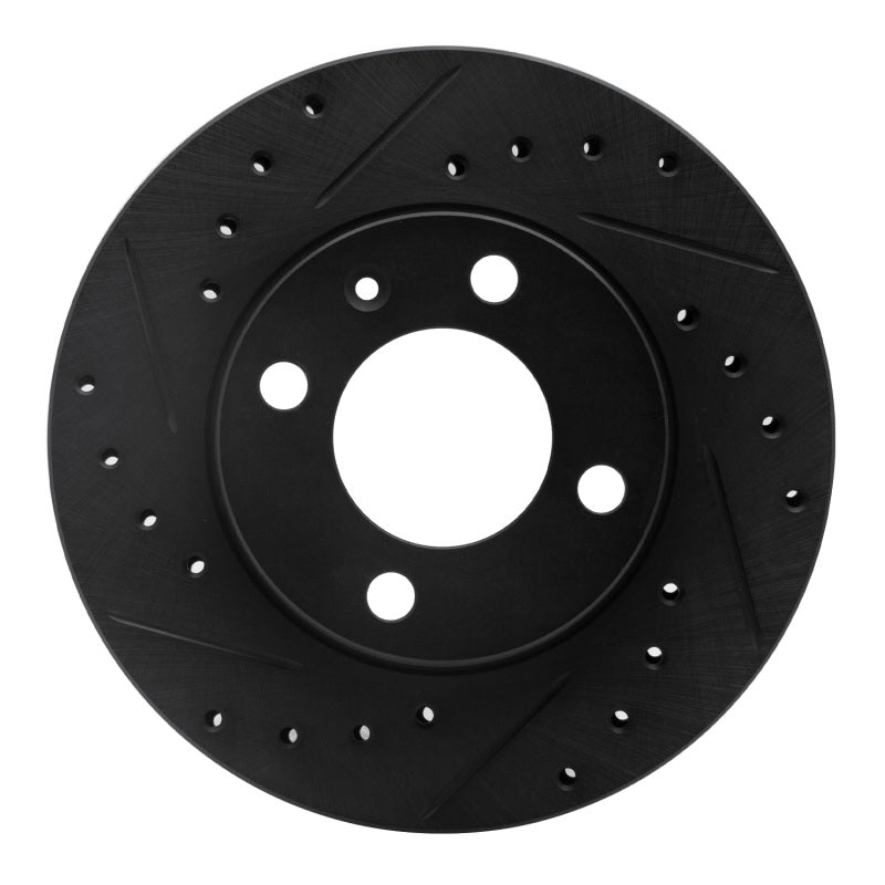 R1 Concepts 80-08 Audi 4000 Front Left Drilled & Slotted Black Brake Rotor