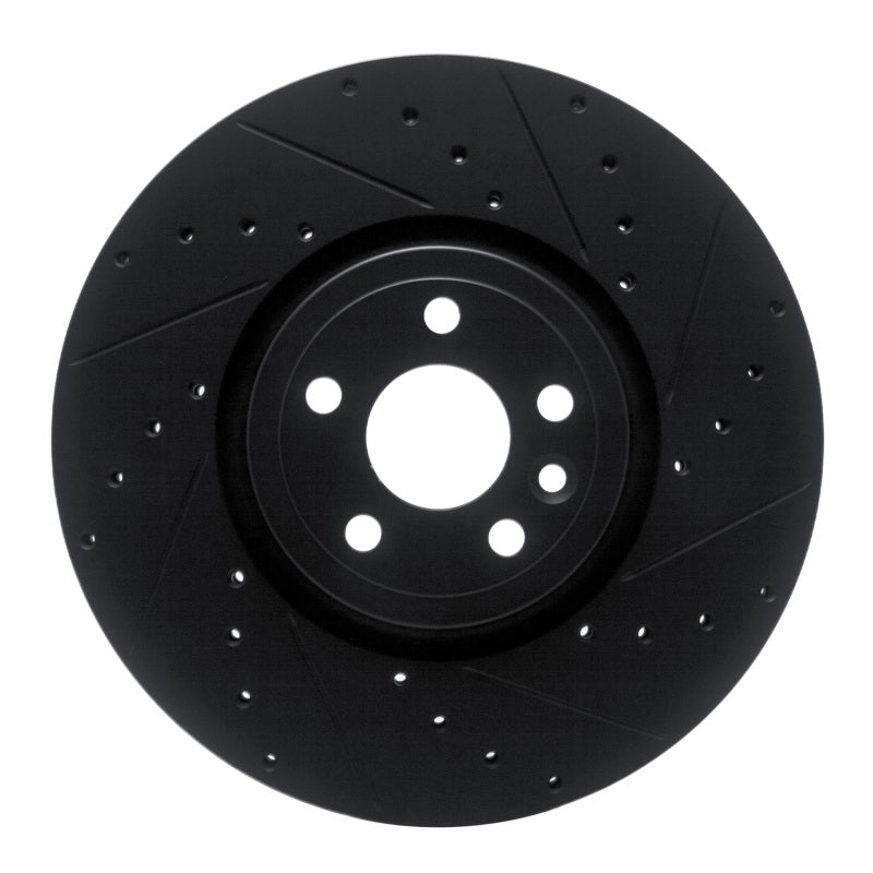 R1 Concepts 2017-2020 Jaguar F-Pace Front Right Drilled & Slotted Black Brake Rotor