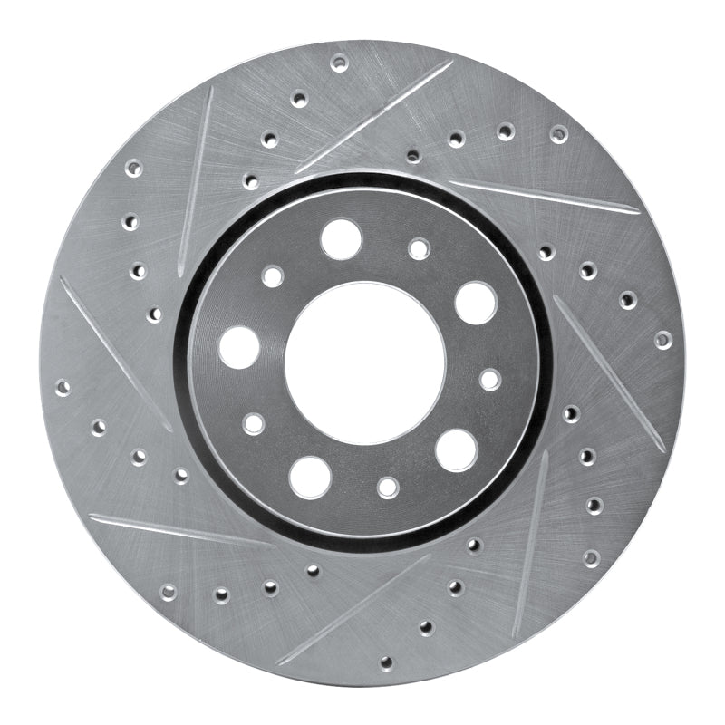 R1 Concepts 99-09 Volvo S80 Front Left Drilled & Slotted Silver Brake Rotor