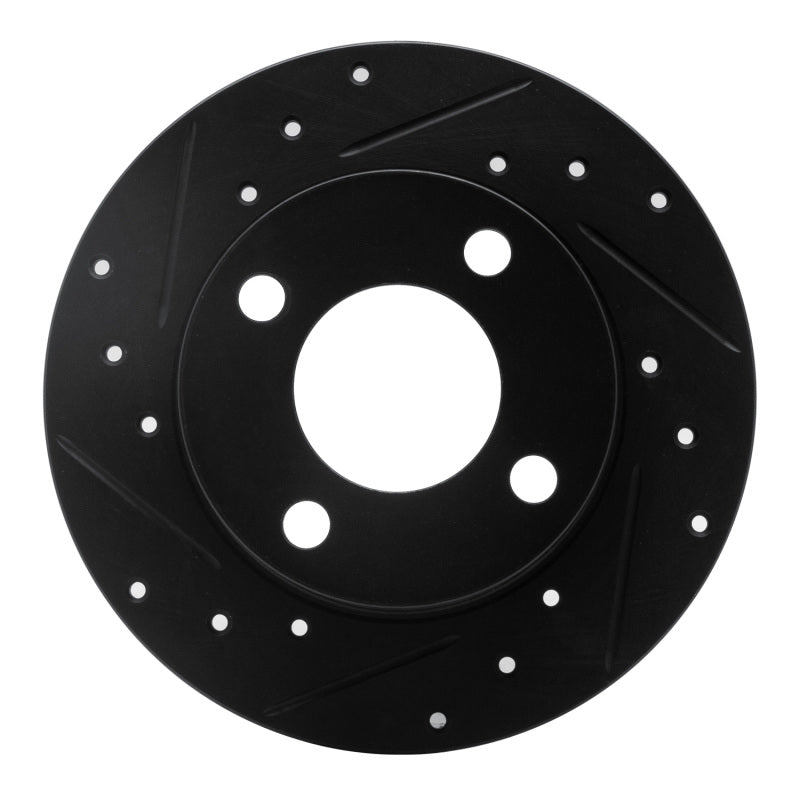 R1 Concepts 82-98 Audi Cabriolet Rear Left Drilled & Slotted Black Brake Rotor