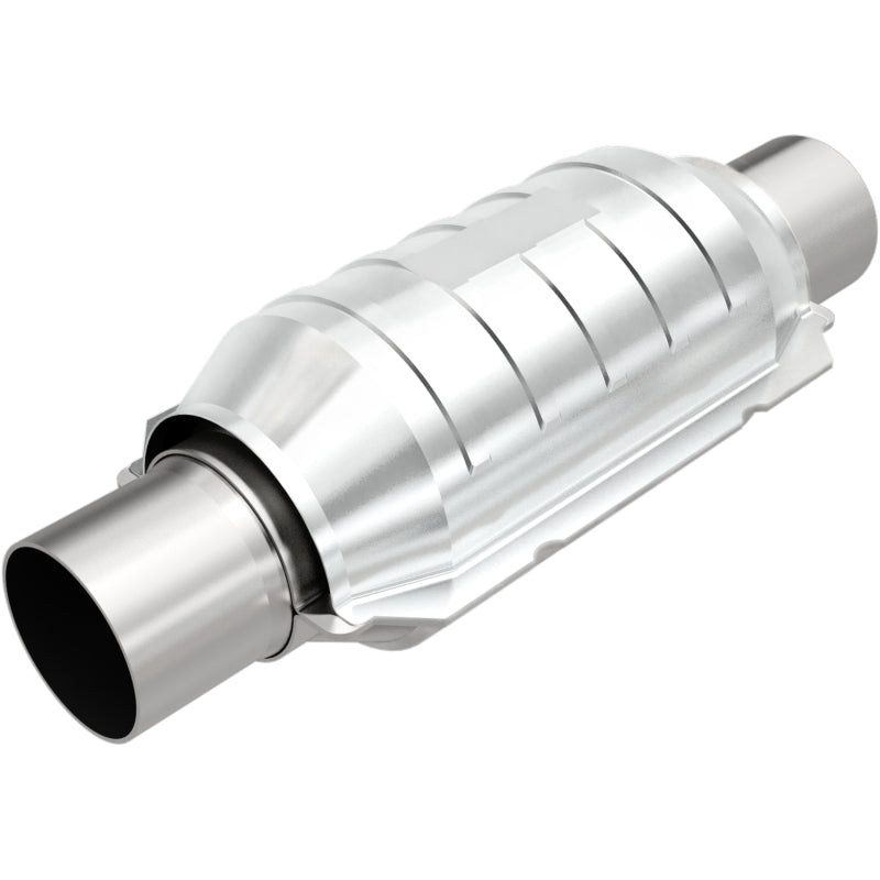 Magnaflow Conv Univ 2in Inlet/Outlet Ctr/Ctr Round 9in Body L x 5.125in W x 13in Overall L 49 State