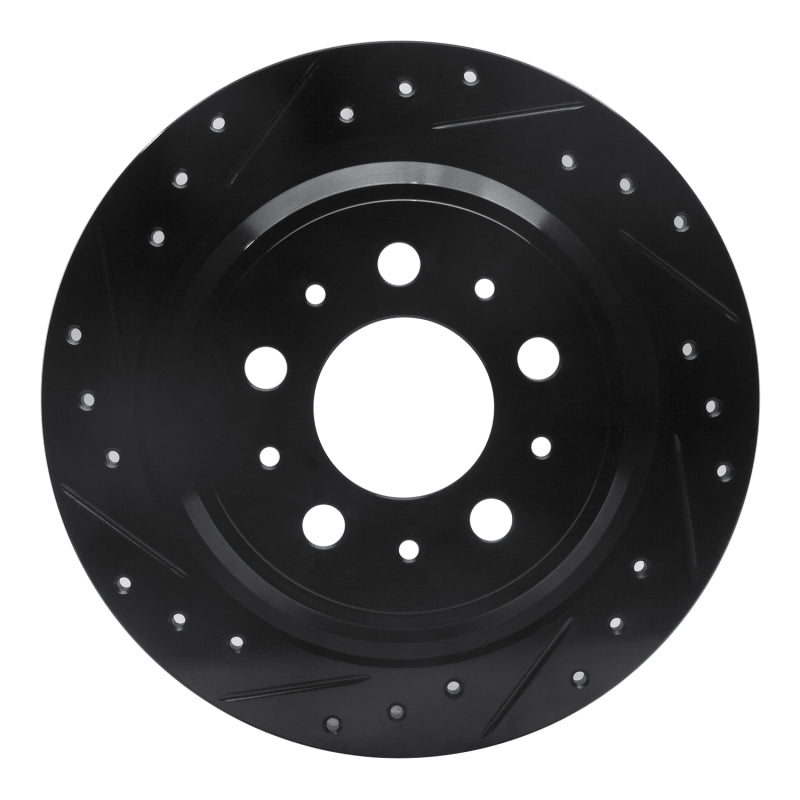 R1 Concepts 98-00 Volvo S70 Rear Left Drilled & Slotted Black Brake Rotor