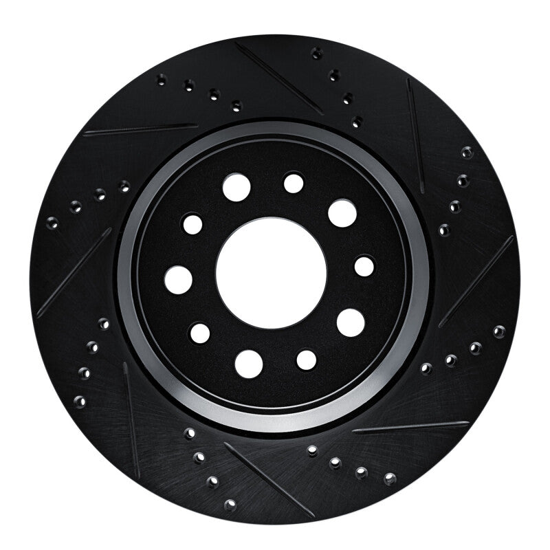 R1 Concepts 14-16 Maserati Ghibli Rear Right Drilled & Slotted Black Brake Rotor