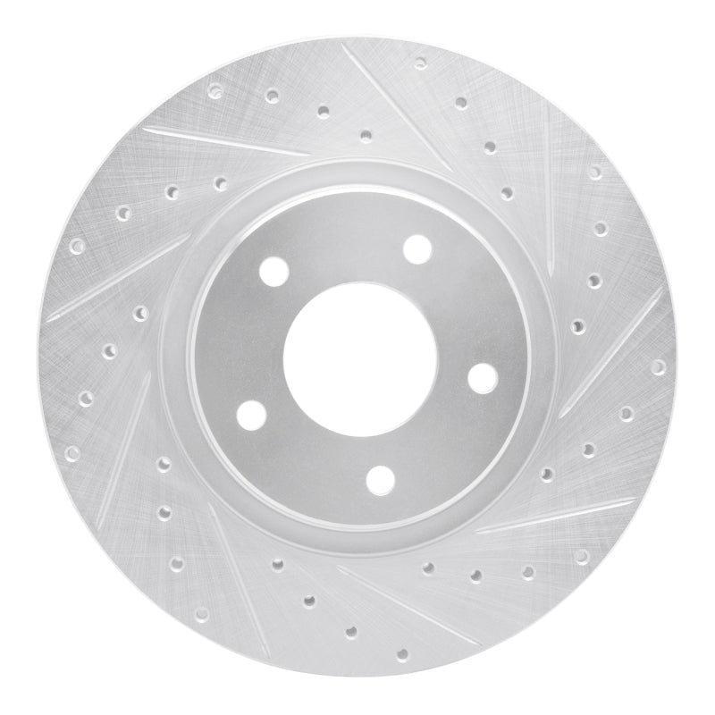 R1 Concepts 98-06 Jaguar XJR Front Right Drilled & Slotted Silver Brake Rotor