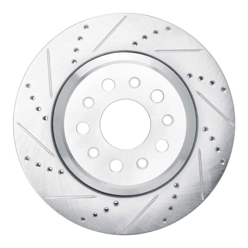 R1 Concepts 14-16 Maserati Ghibli Rear Left Drilled & Slotted Silver Brake Rotor