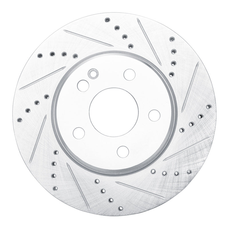 R1 Concepts 06-11 Mercedes-Benz B200 Front Right Drilled & Slotted Silver Brake Rotor