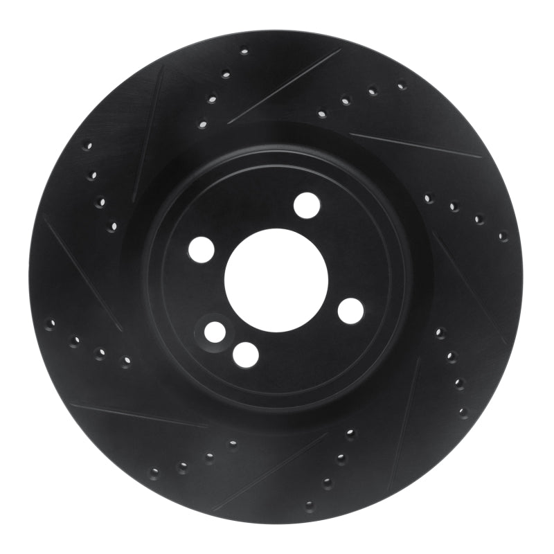 R1 Concepts 09-14 Mini Cooper (Excl Clubman) Front Left Drilled & Slotted Black Brake Rotor