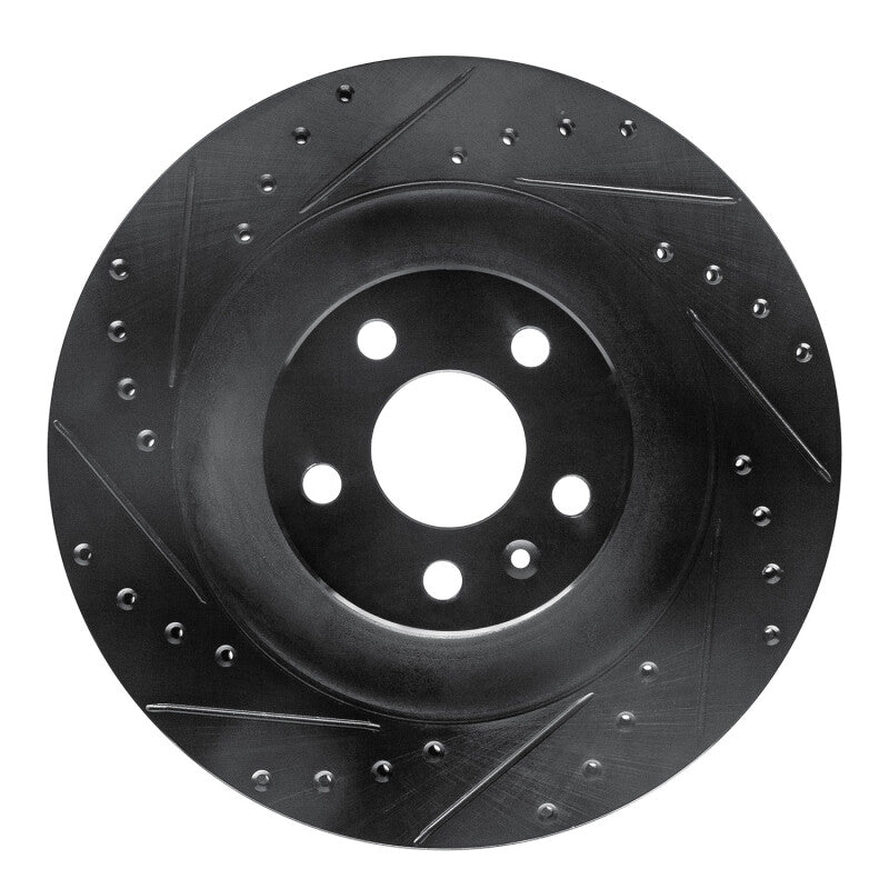 R1 Concepts 16-26 Polestar Polestar 2 Rear Left Drilled & Slotted Black Brake Rotor