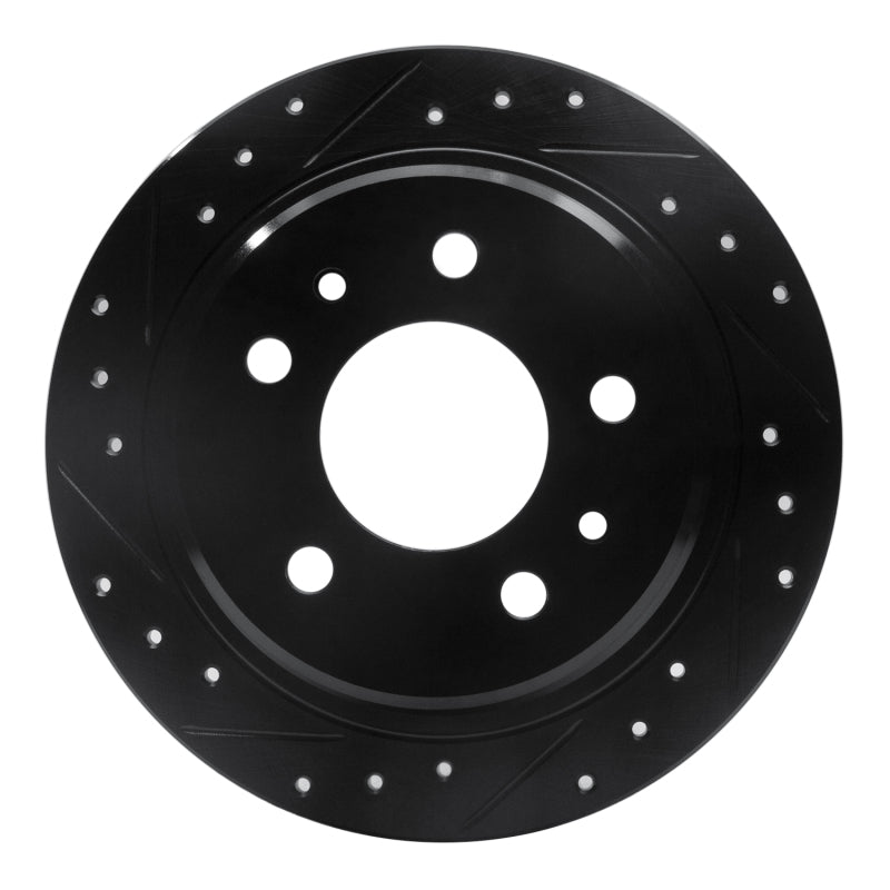 R1 Concepts 82-89 BMW 633CSI Rear Left Drilled & Slotted Black Brake Rotor