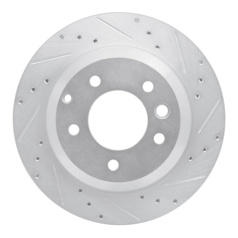 R1 Concepts 03-18 Audi Q7 Rear Right Drilled & Slotted Silver Brake Rotor