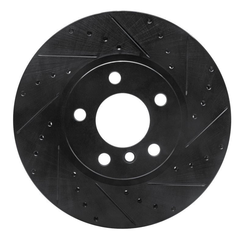 R1 Concepts 11-18 BMW X4 Front Right Drilled & Slotted Black Brake Rotor
