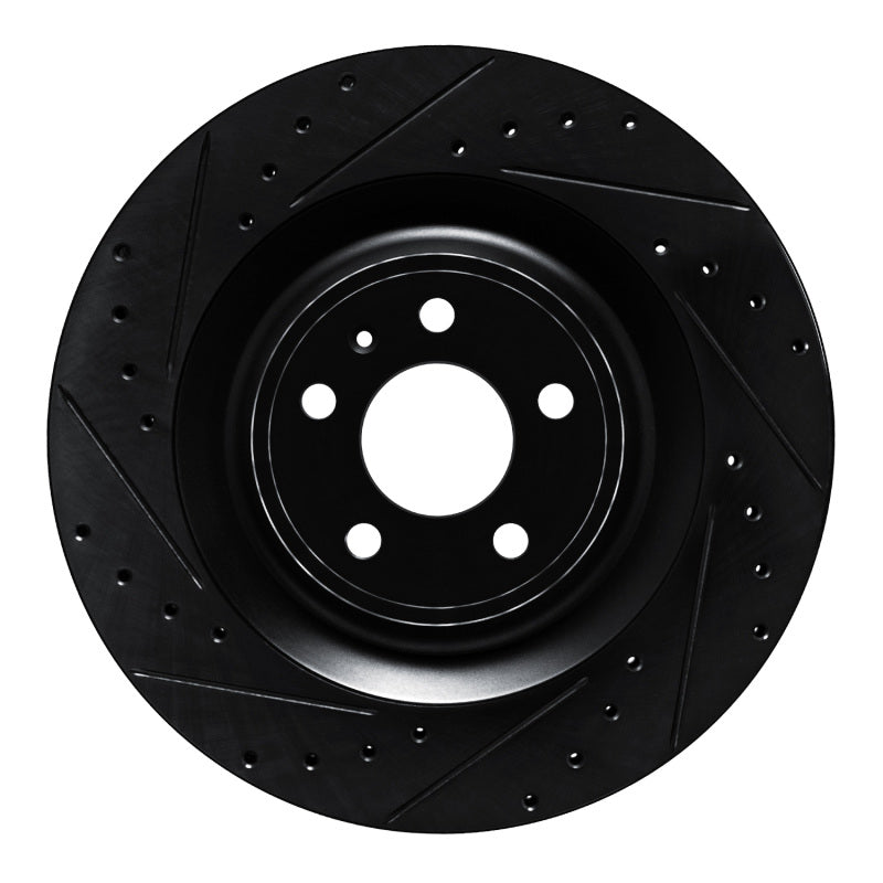 R1 Concepts 15-18 Porsche Macan Rear Left Drilled & Slotted Black Brake Rotor
