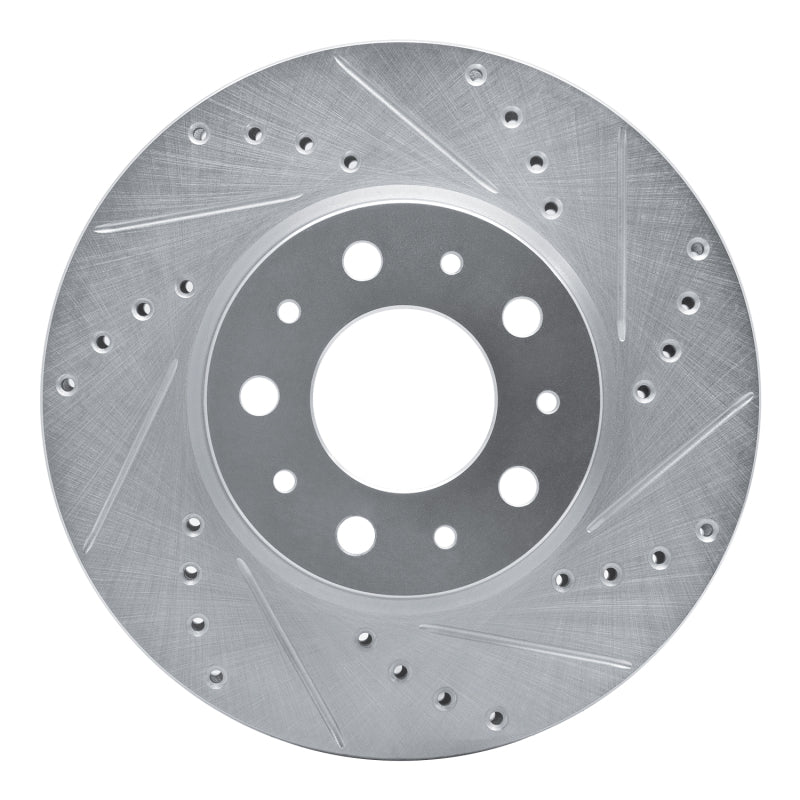 R1 Concepts 91-95 Volvo 740 Front Right Drilled & Slotted Silver Brake Rotor
