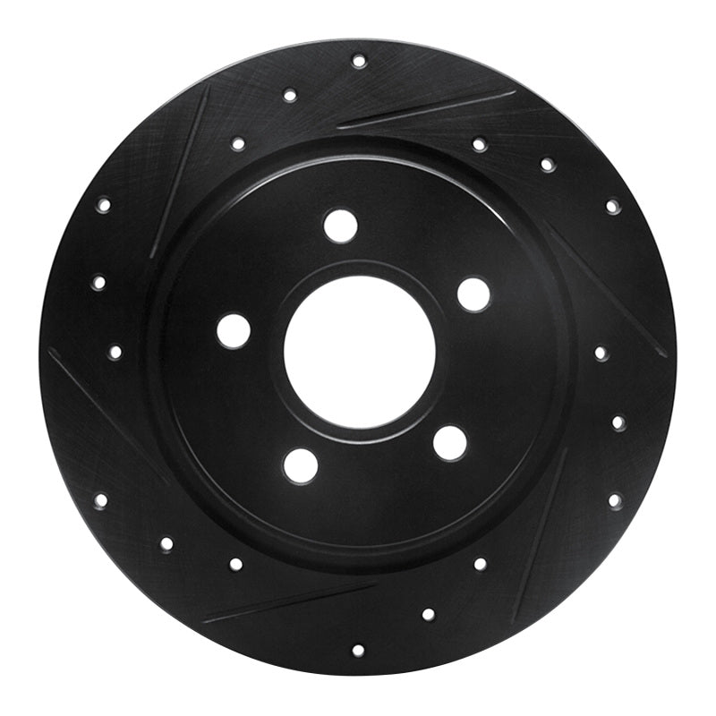 R1 Concepts 04-13 Volvo S40 Rear Left Drilled & Slotted Black Brake Rotor