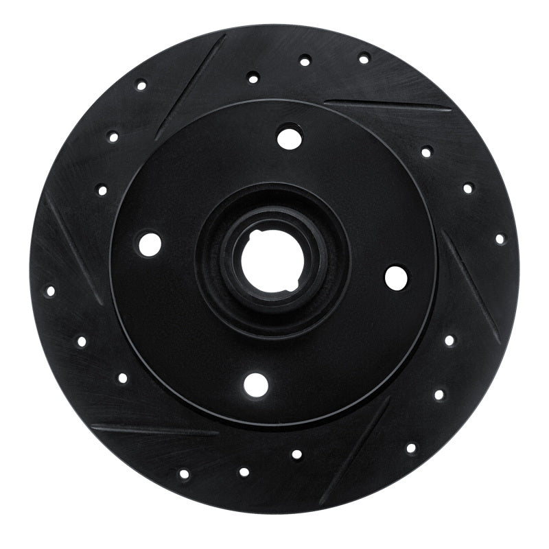 R1 Concepts 65-74 Volkswagen Type 3 Sedan Front Left Drilled & Slotted Black Brake Rotor