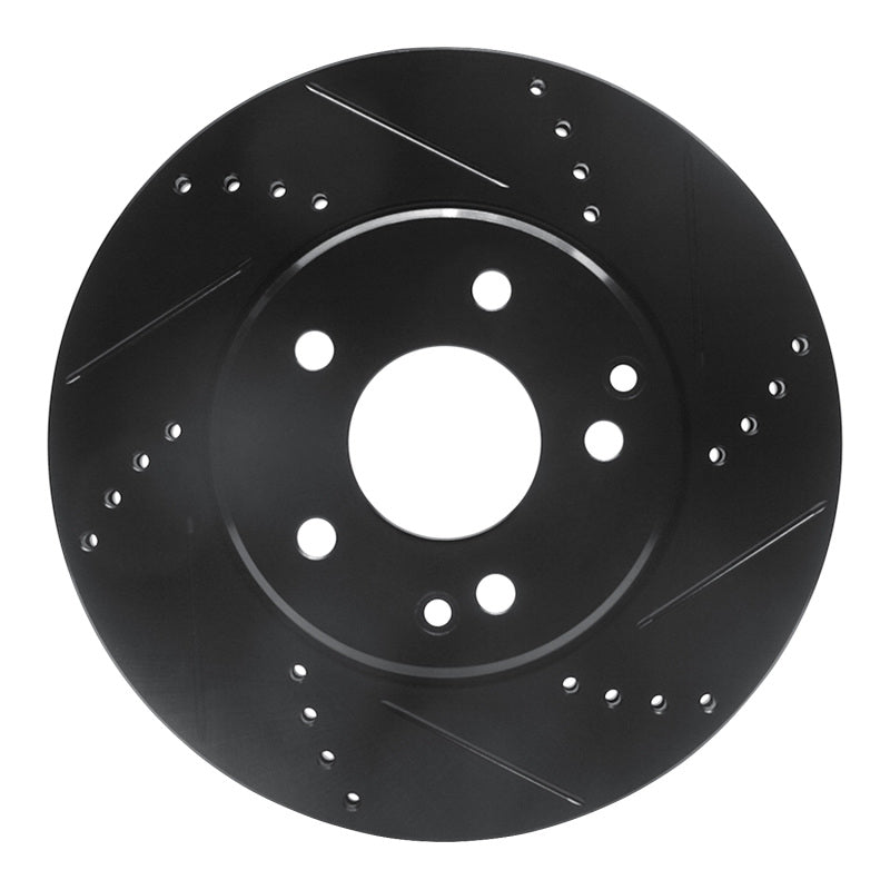R1 Concepts 96-15 Mercedes-Benz C280 Front Right Drilled & Slotted Black Brake Rotor