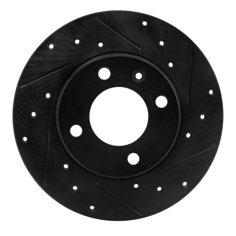 R1 Concepts 73-05 Audi Fox Front Right Drilled & Slotted Black Brake Rotor