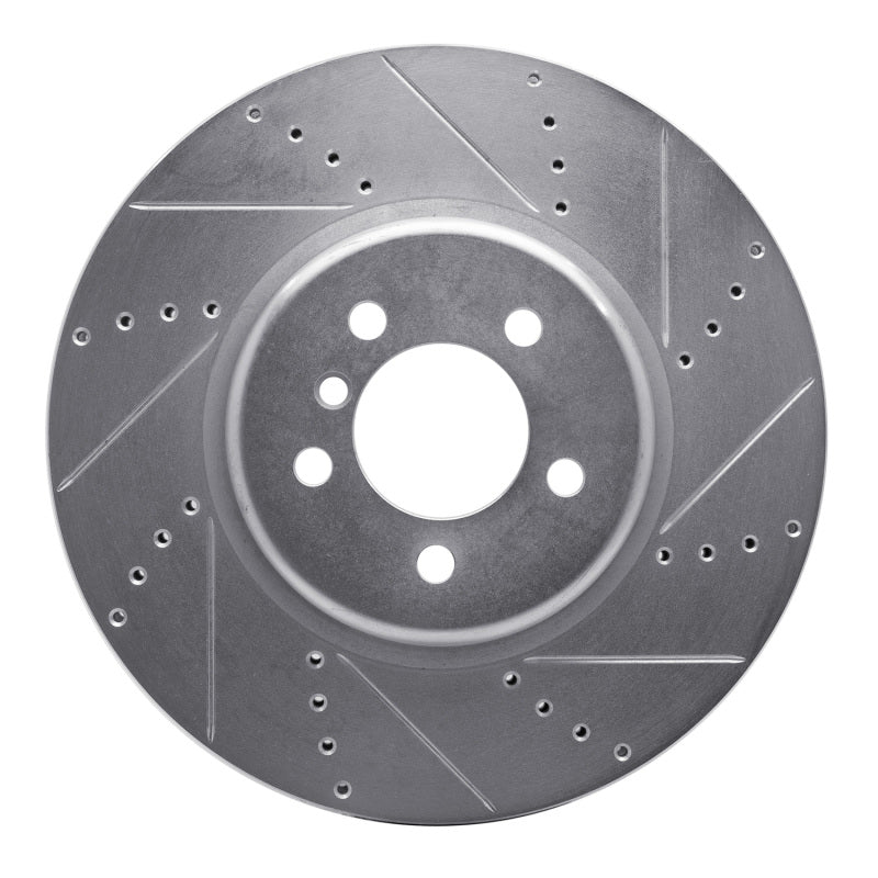 R1 Concepts 13-20 BMW 335I xDrive Front Right Drilled & Slotted Silver Brake Rotor
