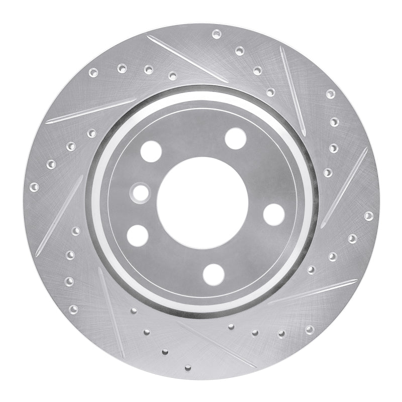 R1 Concepts 02-06 BMW X5 Rear Right Drilled & Slotted Silver Brake Rotor