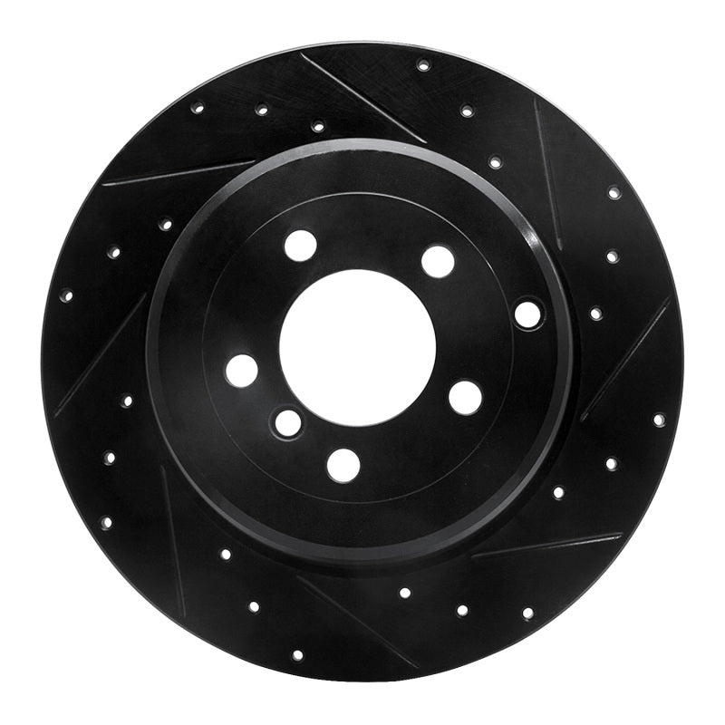 R1 Concepts 03-05 Land Rover Range Rover Rear Right Drilled & Slotted Black Brake Rotor