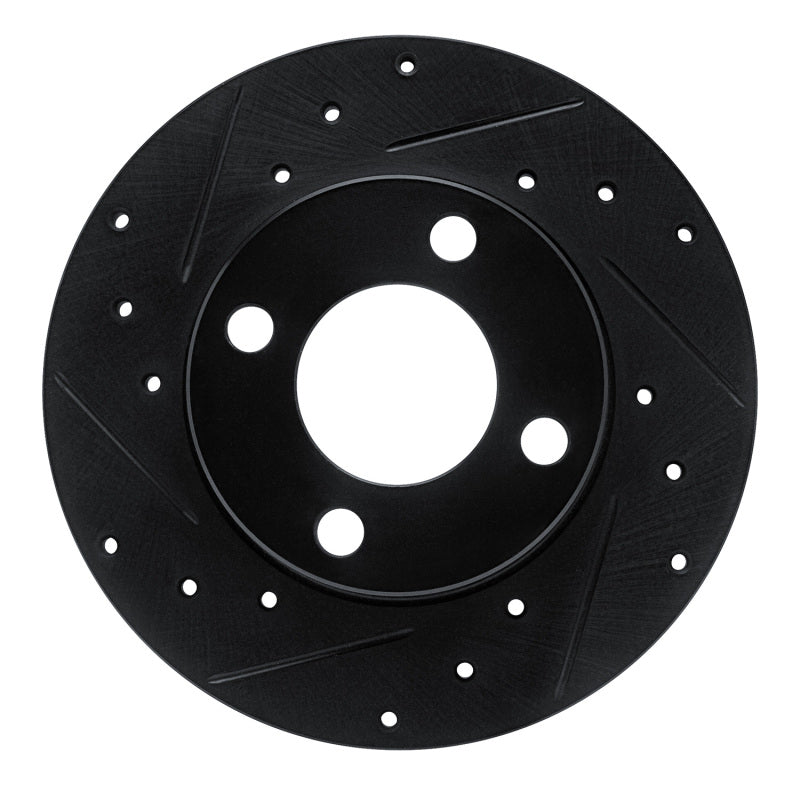 R1 Concepts 78-85 Audi 5000 Front Left Drilled & Slotted Black Brake Rotor