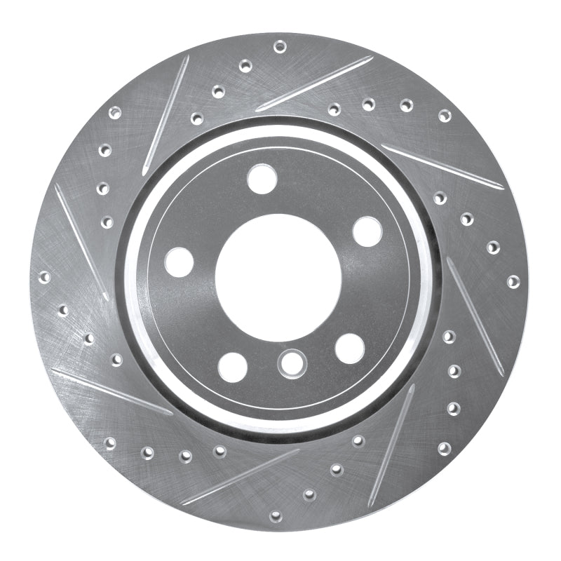 R1 Concepts 02-06 BMW X5 Rear Left Drilled & Slotted Silver Brake Rotor