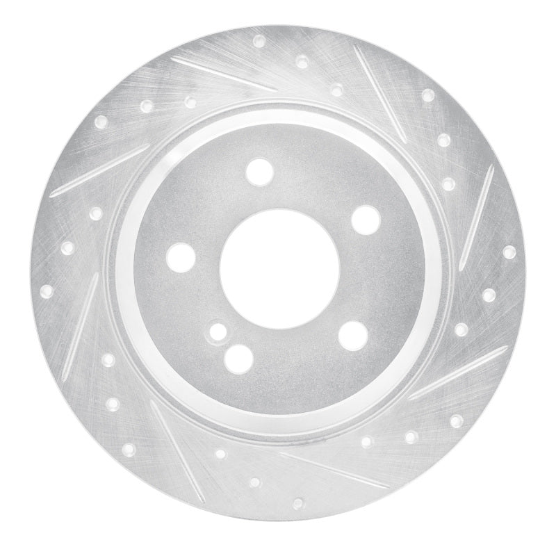 R1 Concepts 07-13 Mercedes-Benz CL550 Rear Right Drilled & Slotted Silver Brake Rotor