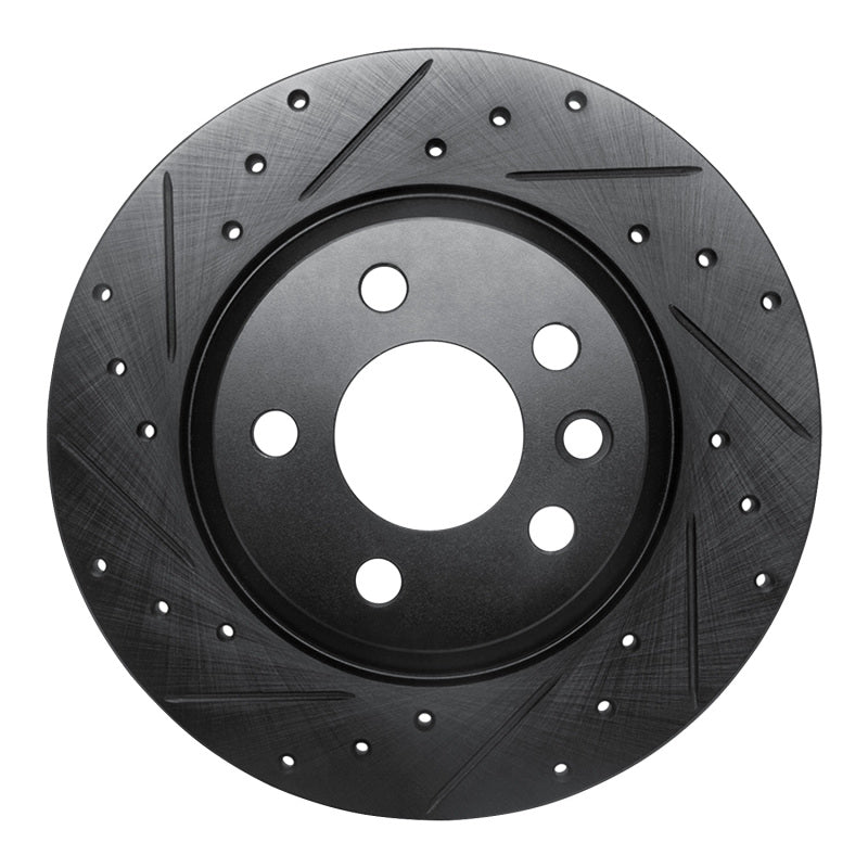 R1 Concepts 01-03 Volkswagen EuroVan Rear Left Drilled & Slotted Black Brake Rotor
