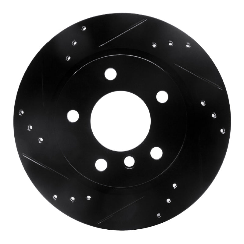 R1 Concepts 03-08 BMW Z4 Rear Left Drilled & Slotted Black Brake Rotor