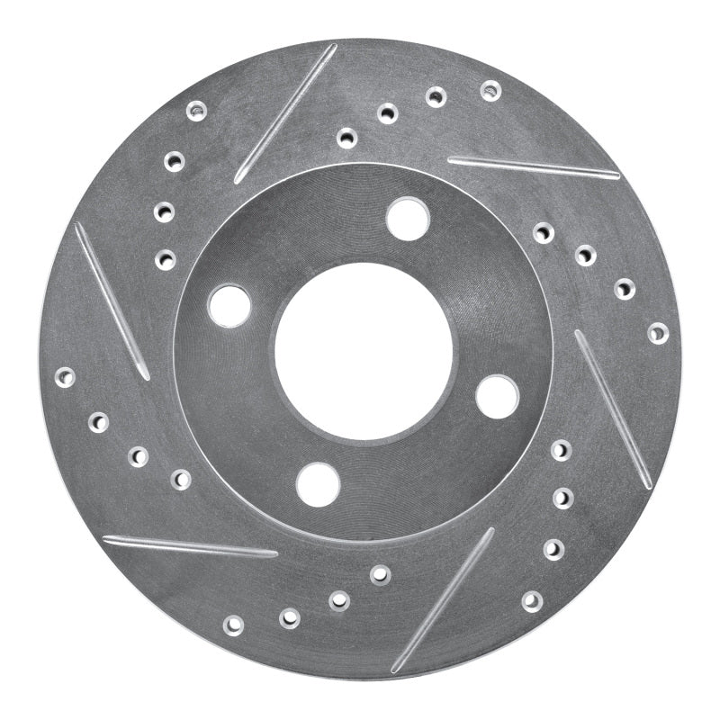 R1 Concepts 78-92 Audi 80 Front Left Drilled & Slotted Silver Brake Rotor