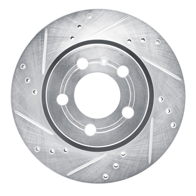 R1 Concepts 00-06 Audi TT Quattro Rear Left Drilled & Slotted Silver Brake Rotor