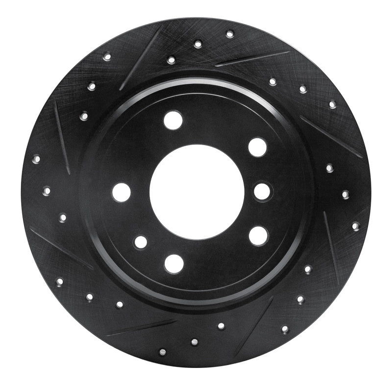 R1 Concepts 89-95 BMW 530I Rear Left Drilled & Slotted Black Brake Rotor