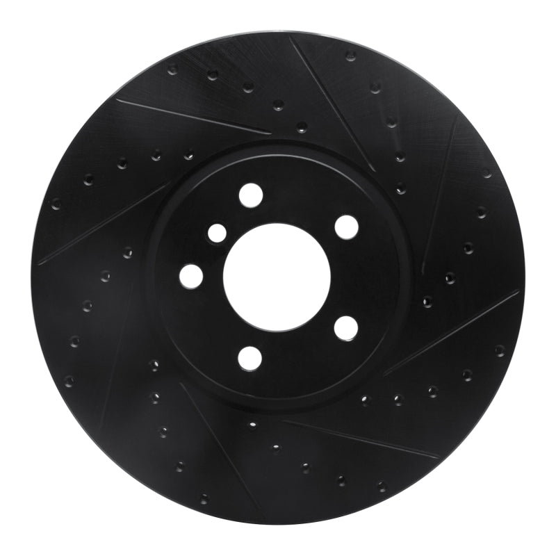 R1 Concepts 02-06 BMW X5 Front Right Drilled & Slotted Black Brake Rotor