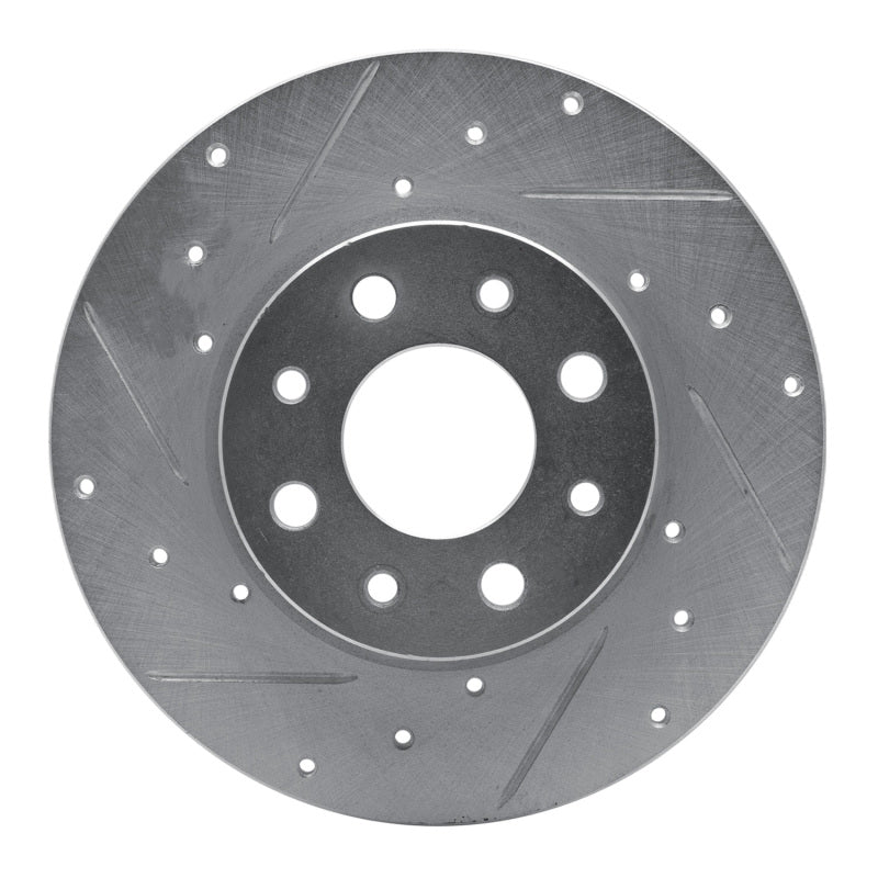 R1 Concepts 13-19 Fiat 500E Rear Left Drilled & Slotted Silver Brake Rotor
