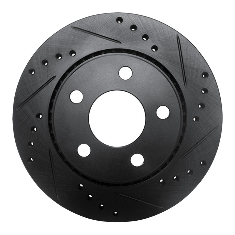 R1 Concepts 85-91 Audi 200 Quattro Rear Right Drilled & Slotted Black Brake Rotor
