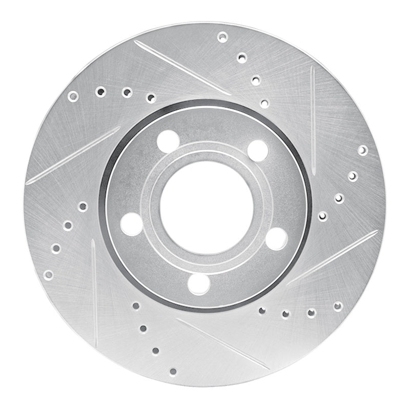 R1 Concepts 85-91 Audi 200 Front Right Drilled & Slotted Silver Brake Rotor