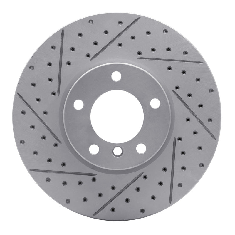R1 Concepts 00-03 BMW 530I Front Left Drilled & Slotted Geo-Carbon Rotor