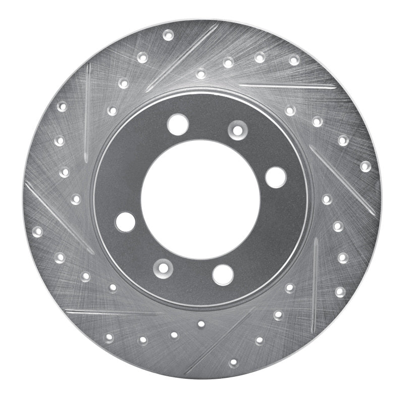 R1 Concepts 81-87 Saab 900 Front Left Drilled & Slotted Silver Brake Rotor