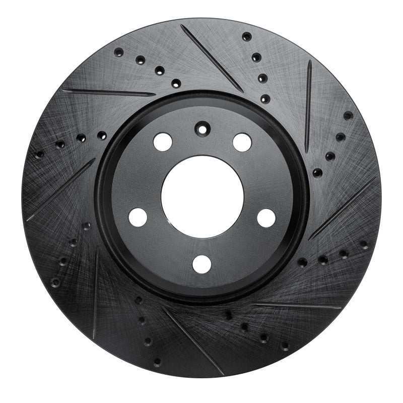 R1 Concepts 08-25 Audi A4 Quattro Front Right Drilled & Slotted Black Brake Rotor