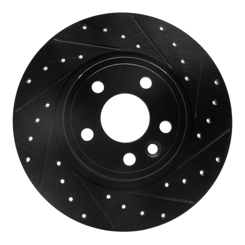R1 Concepts 15-20 Jaguar E-Pace Rear Right Drilled & Slotted Black Brake Rotor