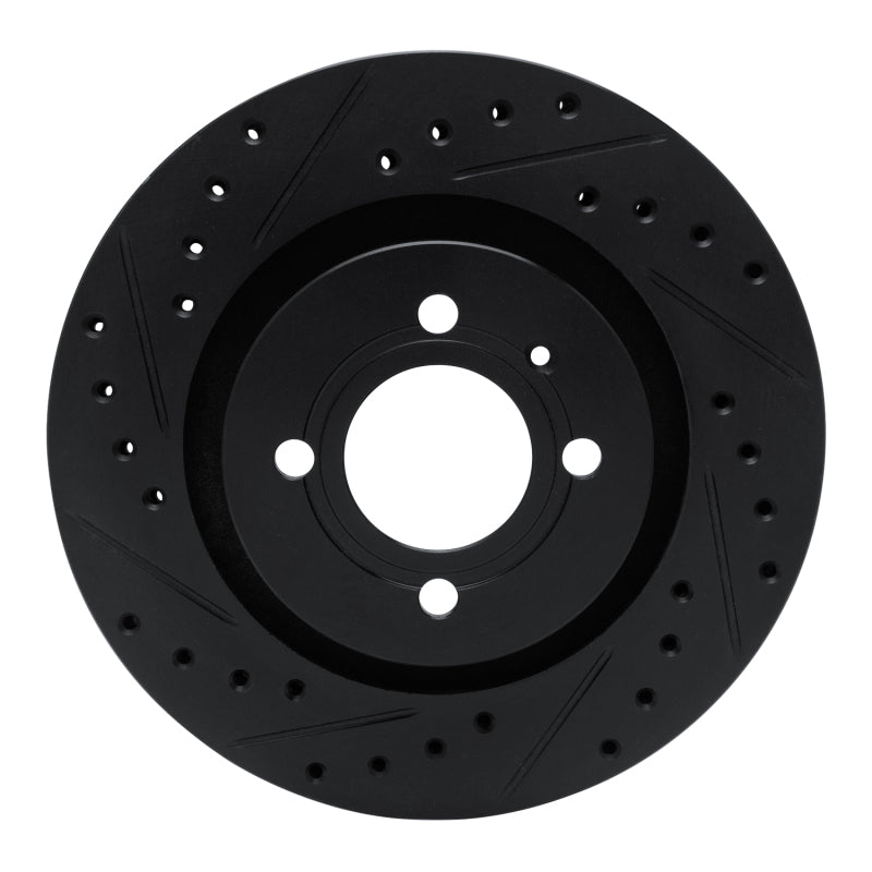 R1 Concepts 90-93 Volkswagen CORRADO Front Left Drilled & Slotted Black Brake Rotor