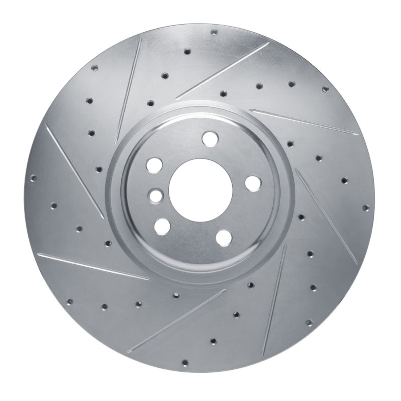 R1 Concepts 17-25 BMW X6 Left Front Drilled & Slotted Silver Brake Rotor