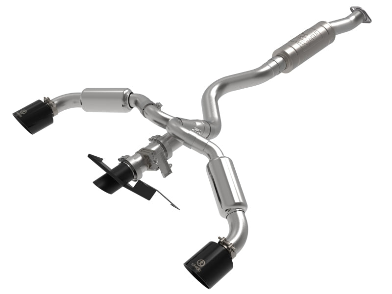 aFe 23-24 Toyota GR Corolla L3 1.6L (t) Gemini XV 3in to 2-1/2in Cat Back Exhaust w/ Cut-Out Black Tips