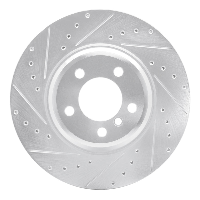 R1 Concepts 02-08 BMW 745LI Front Left Drilled & Slotted Silver Brake Rotor
