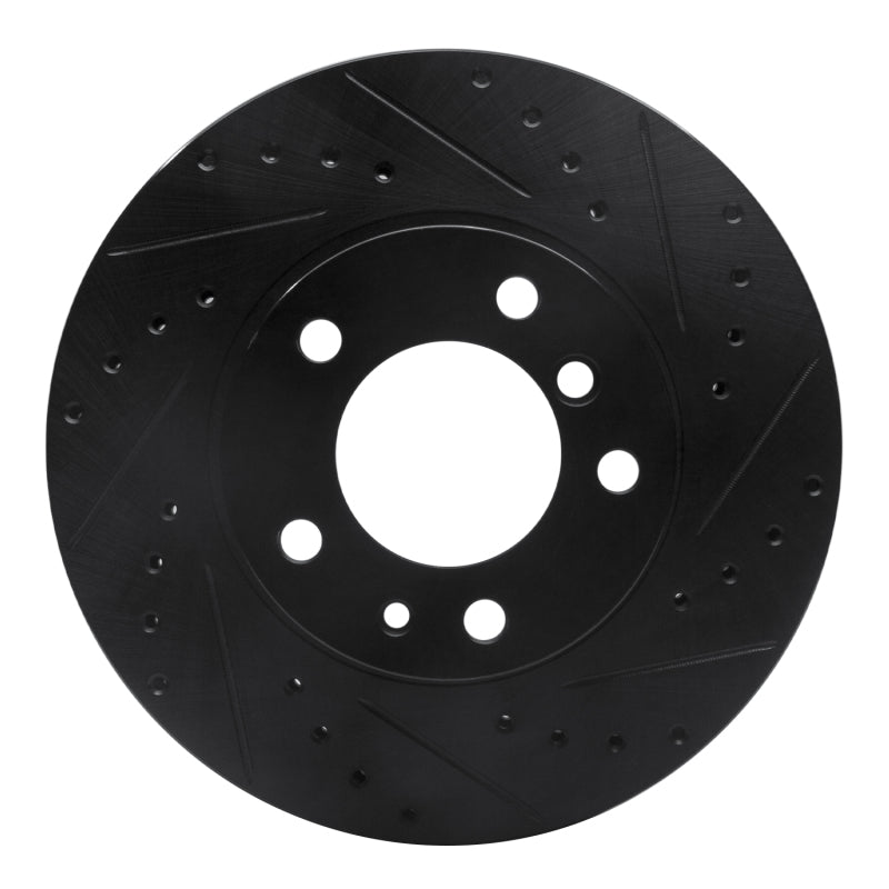 R1 Concepts 87-95 BMW 735IL Front Right Drilled & Slotted Black Brake Rotor