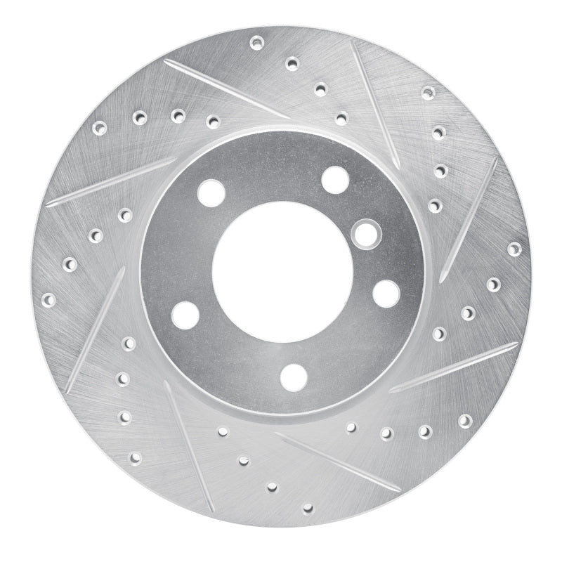 R1 Concepts 06-13 BMW 128I Front Right Drilled & Slotted Silver Brake Rotor