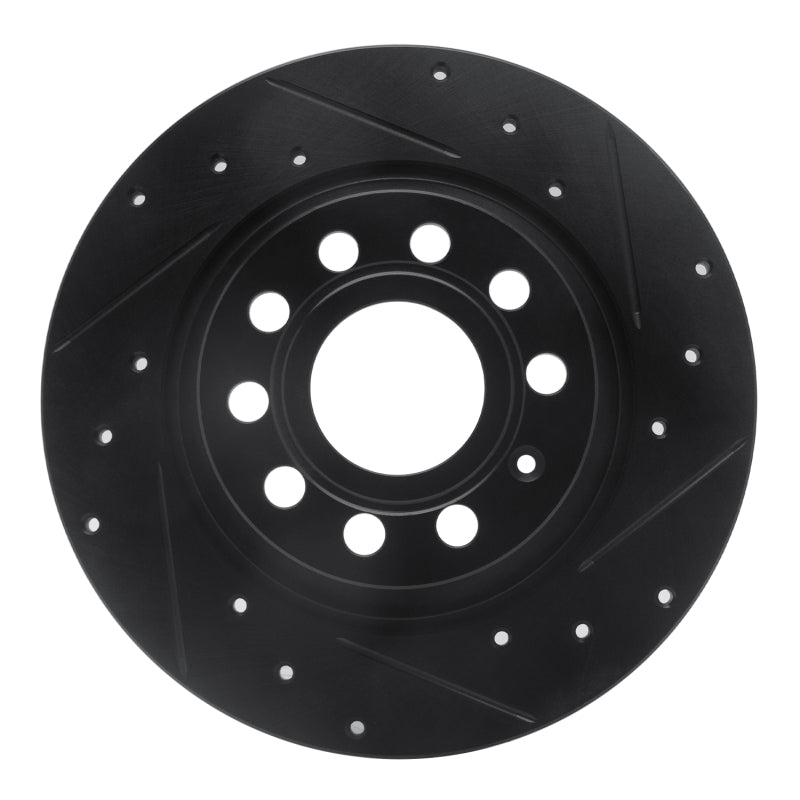 R1 Concepts 05-18 Audi A3 Rear Right Drilled & Slotted Black Brake Rotor