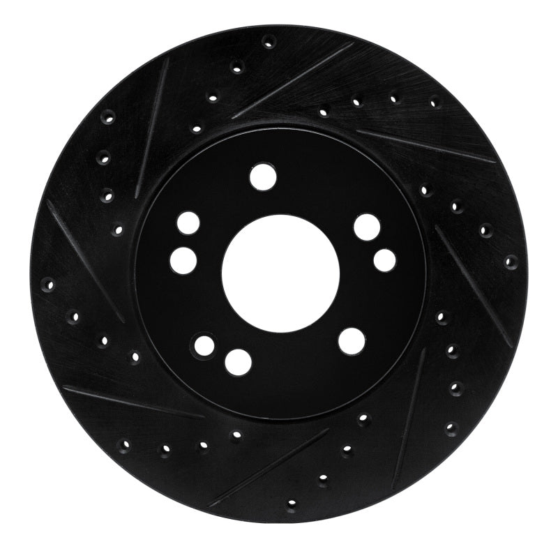 R1 Concepts 90-95 Mercedes-Benz E320 Front Left Drilled & Slotted Black Brake Rotor
